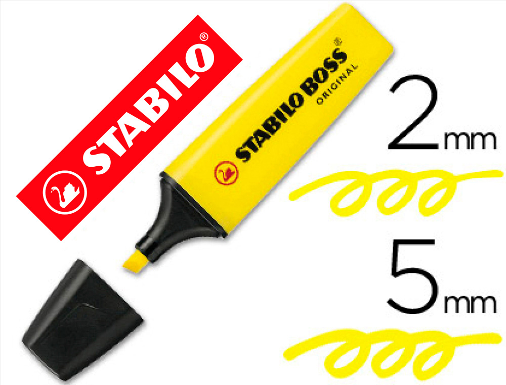 SURLIGNEUR STABILO BOSS TRAC 2/5MM POINTE BISEAUTE ENCRE UNIVERSELLE BASE EAU RSISTANTE LUMIRE COLORIS JAUNE
