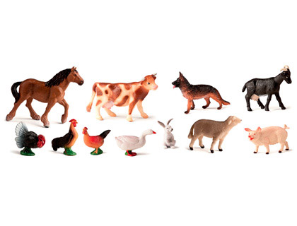 JEU MINILAND ANIMAUX DE LA FERME 11 FIGURINES