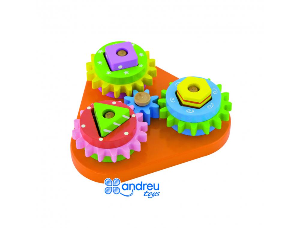 ENGRENAGES GYROFORMES ANDREU TOYS POUR LES PETITS 1        SUPPORT 4 ENGRENAGES          INTERCHANGEABLES FORMES