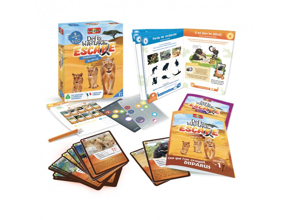 DEFIS NATURE ESCAPE BIOVIVA MISSION SURVIE 36 CARTES 1    CRAYON 1 CARTE A RECONSTITUER 2 LIVRETS D ENQUETE 1 A 3