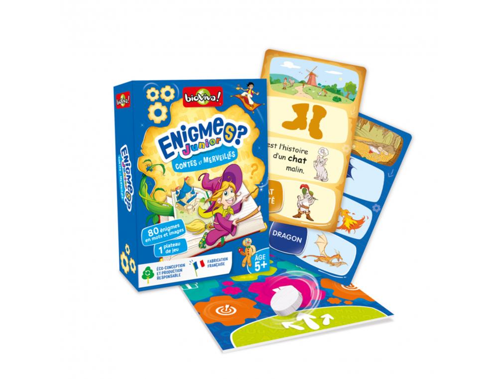 LES ENIGMES JUNIOR BIOVIVA CONTES ET MERVEILLES ENFANT   DE 5 ANS 80 ENIGMES           ILLUSTREES 1 CACHE CARTE 1