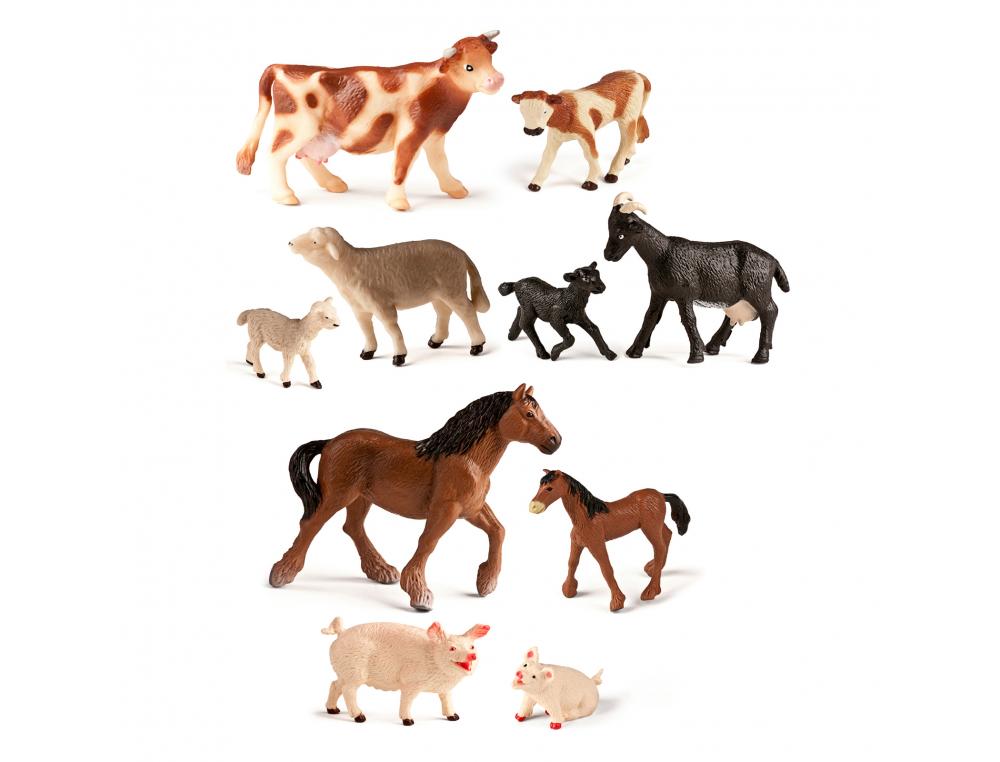 LES ANIMAUX DE LA FERME ET LEURS PETITS 10 FIGURINES     MINILAND