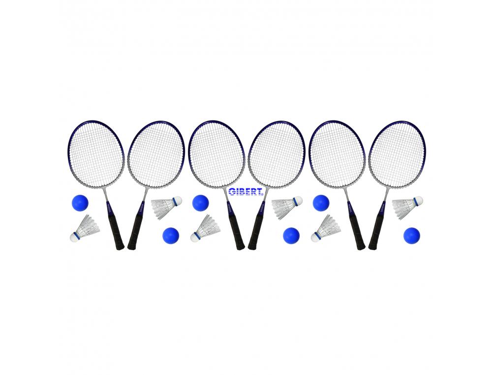 BADMINTON FIRST LOISIRS ATELIER DECOUVERTE BADMINTON  6 RAQUETTES MANCHE COURT 6    BALLES MOUSSE 6 VOLANTS