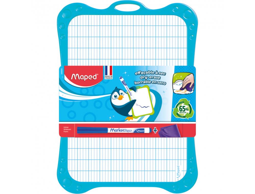 KIT ARDOISE BLANCHE RECYCLEE MAPED 20X28CM AVEC CADRE 3    COLORIS ASSORTIS
