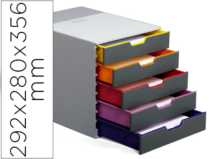 MODULE CLASSEMENT DURABLE VARICOLOR 5 TIROIRS ABS 280X292X356MM COLORIS ASSORTIS