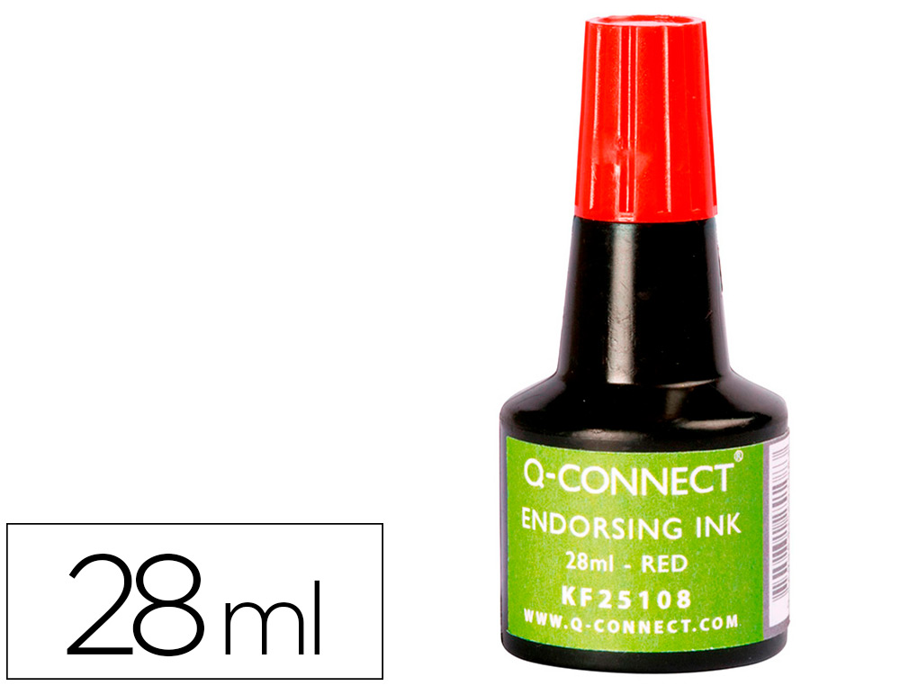ENCRE  TAMPONS Q-CONNECT POUR FEUTRE OU MOUSSE COLORIS ROUGE FLACON 28ML