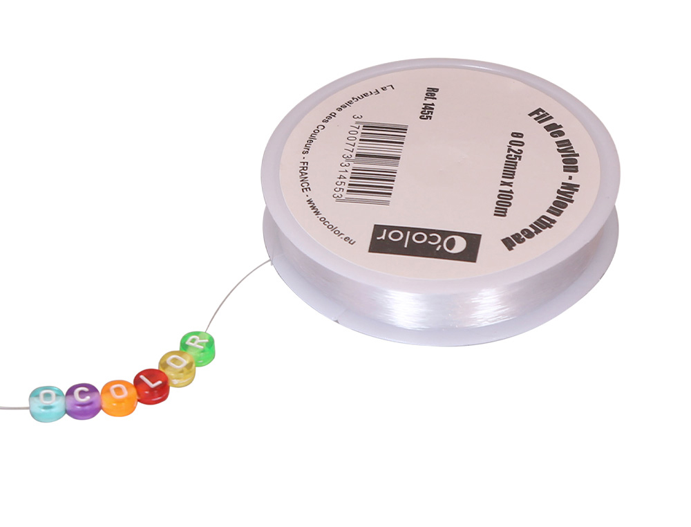 FIL NYLON O'COLOR DIAMETRE 0,25MM COLORIS BLANC BOBINE   100M